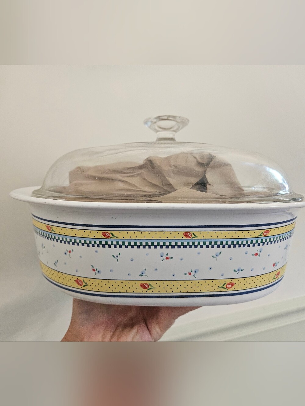 Vintage Corningware Jardin Casserole Dish with Glass Lid